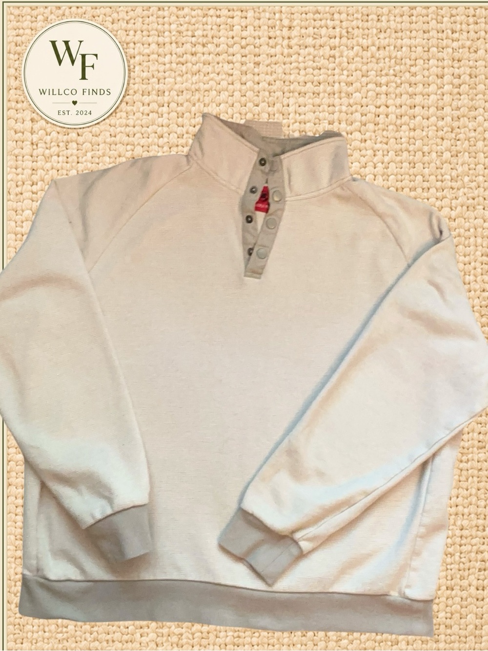 Southern Proper Men’s Large Cream/Gray Snap Neck Pullover Sweatshirt